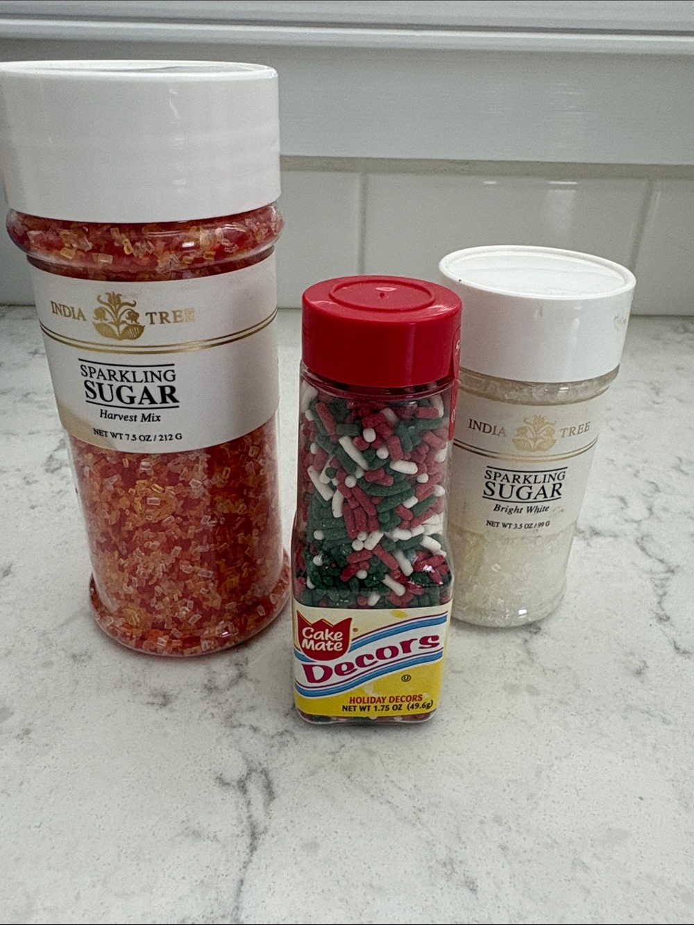 India Tree Sparkling Sugar & Cake Mate Holiday Decors - Red, Green, White